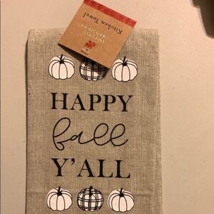 NWT Harvest Collection Happy Fall Y’all kitchen towel Farmhouse black white